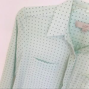 Ann Taylor LOFT Mint Dotted Blouse XS